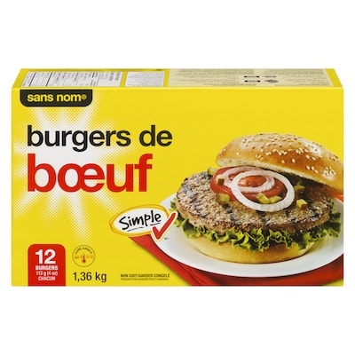 Sans Nom Burger de bœuf 4 oz 1.36 kg, 1,32 $/100g