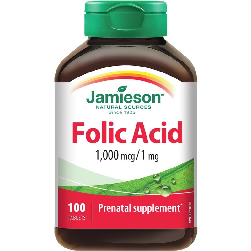 Folic Acid 1,000 mcg Tablets, 1 mg