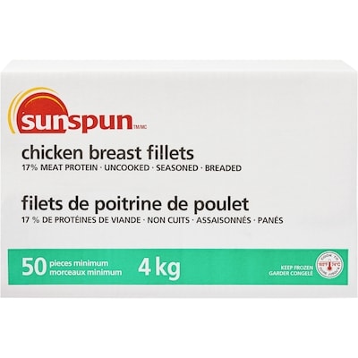 Sunspun Filets de poitrine de poulet 4 kg, 1,57 $/100g
