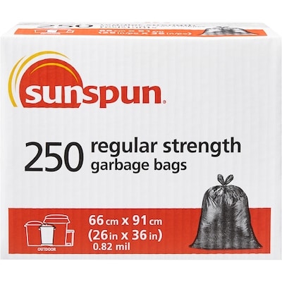 Sunspun Regular Strength Outdoor Garbage Bags  250 ea, $0.14/1ea
