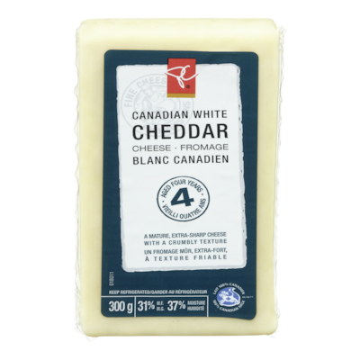 President's Choice 4-Year-Old Aged White  Cheddar 300 g, $4.66/100g