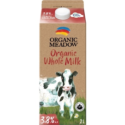 Organic Meadow 3.8% Milk 2 l, $0.42/100ml