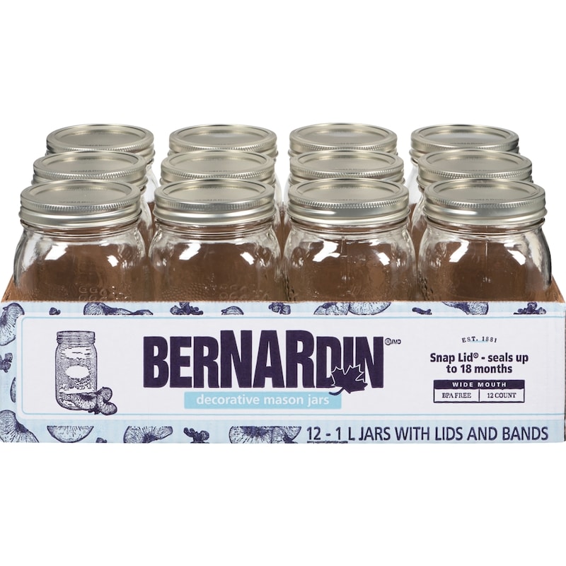 Bernardin 1L Decorative Wide Mouth Mason Jar - 12 l | Wholesale Club