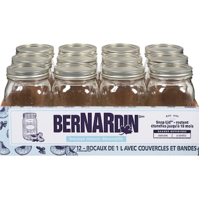 Bernardin Bocal Mason décoratif à grande ouverture 1 L 12 l, 0,21 $/100ml