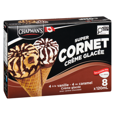 Super Cornet crème glacée caramel et vanille avec centre chocolat