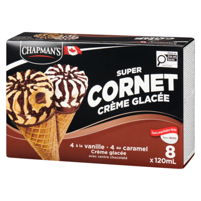 Super Cornet crème glacée caramel et vanille avec centre chocolat
