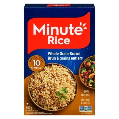 Minute Rice Riz brun à grains entiers à cuisson rapide 600 g, 0,92 $/100g