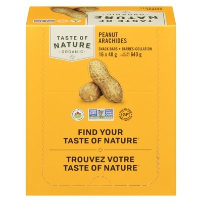 Taste of Nature Barre Argentina Peanut Plains biologique 16x40.0 g, 4,37 $/100g
