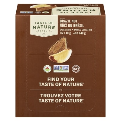 Taste of Nature Barre alimentaire biologique Brazilian Nut Fiesta 16x40.0 g, 4,37 $/100g