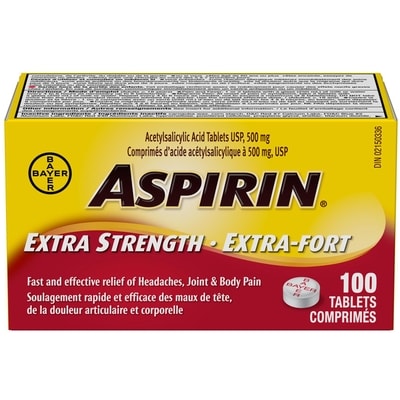 Aspirin Extra Strength 500mg, Fast & Effective Relief of Headaches 100 ea, $0.12/1ea