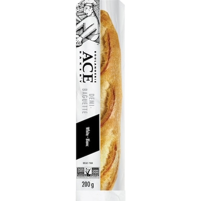 Boulangerie ACE Demi-baguette blanche 200 g, 1,90 $/100g
