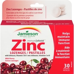 Jamieson Pastilles de zinc à saveur de cerise sauvage 30 ea, 0,27 $/1ch