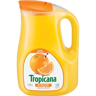 Tropicana Pure Premium Orange Juice (Pulp Free) 2.63 l, $0.34/100ml
