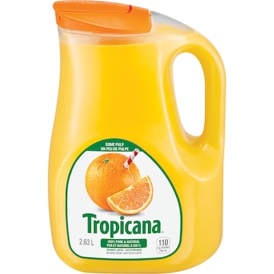 Tropicana Pure Premium Homestyle (Some Pulp) 2.63 l, $0.34/100ml