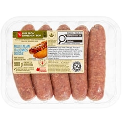 le Choix du Président Saucisses de porc italiennes douces Simplement bon 500 g, 1,80 $/100g