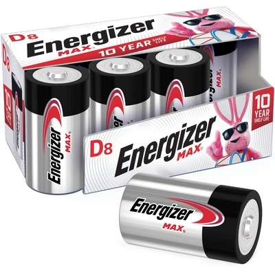 Energizer Piles alcalines D MAX, emballage de 8 1 ea, 1,25 $/1ch