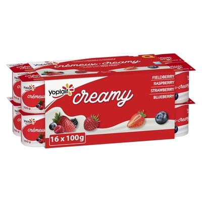 Yoplait Creamy 1% Smooth Traditional Yogurt Cups, Variety Pack with Real Fruit Puree 16x100.0 g, $0.56/100g