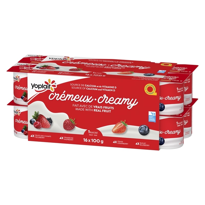 Creamy 1% Smooth Traditional Yogurt Cups, Variety Pack with Real Fruit Puree