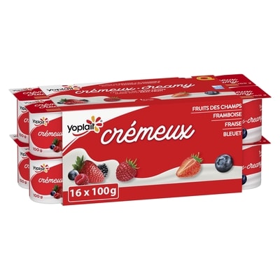 Yoplait Yogourt traditionnel onctueux Crémeux 1 %, saveurs variées, sans sucre ajouté 16x100.0 g, 0,44 $/100g