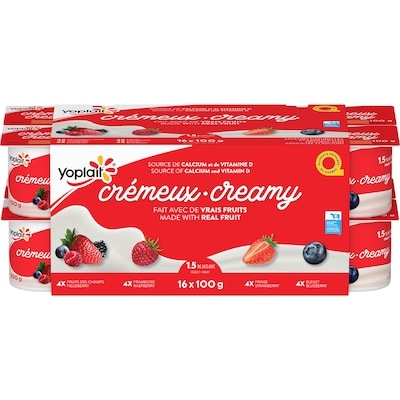 Yoplait Yogourt traditionnel onctueux Crémeux 1 %, saveurs variées, sans sucre ajouté 16x100.0 g, 0,53 $/100g