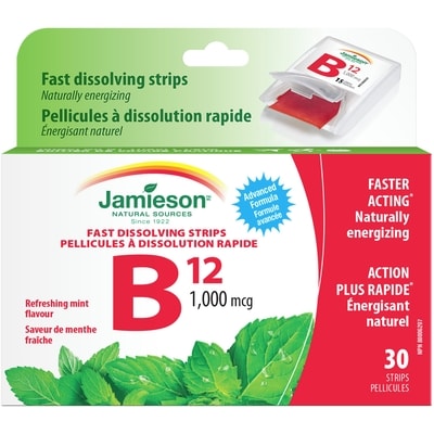 Jamieson Vitamin B12 1,000 mg (Methylcobalamin) - Fast Dissolving Strips 30 ea, $0.62/1ea