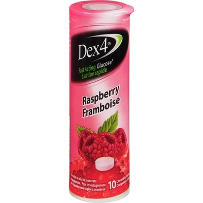Dex4 Comprimés de glucose Dex4 framboise 10 ea, 0,50 $/1ch