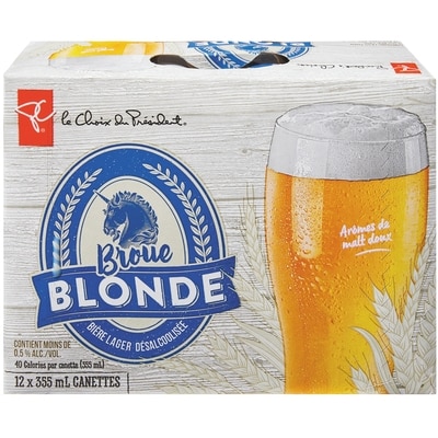 le Choix du Président Bière lager désalcoolisée broue blonde, 12 canettes 12x355.0 ml, 0,20 $/100ml