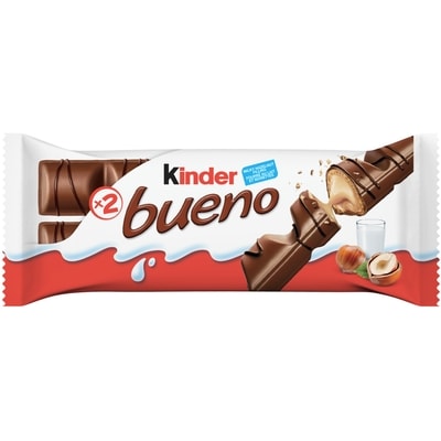 Kinder BUENO Milk Chocolate and Hazelnut Cream Candy Bars, Single Pack contains 2 Individually Wrapped Bars 43 g, $4.63/100g