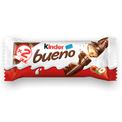 Kinder Barres BUENO au chocolat au lait et à la crème aux noisettes, 4 plateaux, 20 paquets par plateau, 2 barres emballées individuellement par paquet 43 g, 4,63 $/100g