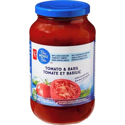 PC Menu Bleu Sauce pour pâtes tomate et basilic 700 ml, 0,61 $/100ml