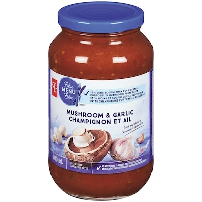 PC Blue Menu Mushroom and Garlic Pasta Sauce 700 ml, $0.61/100ml