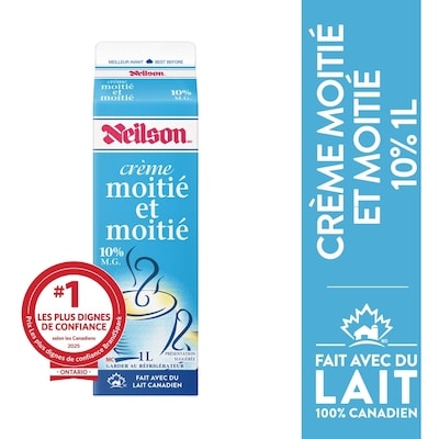 Neilson Crème moitié-moitié 10% 1 l, 0,51 $/100ml
