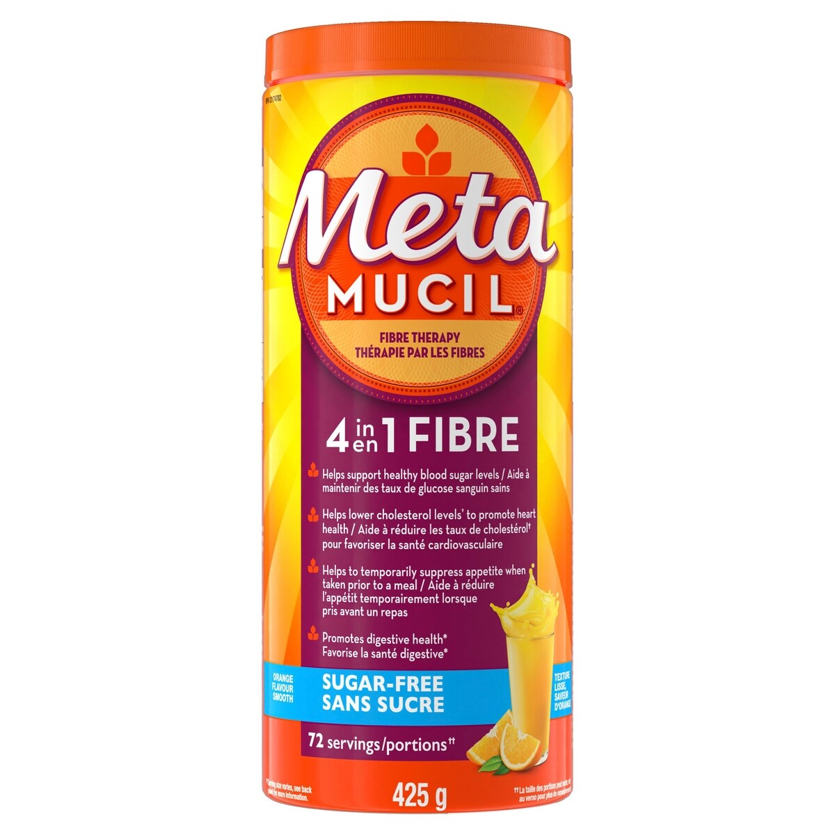 Metamucil Fibres MultiSanté sans sucre orange 425 g, 5,88 $/100g