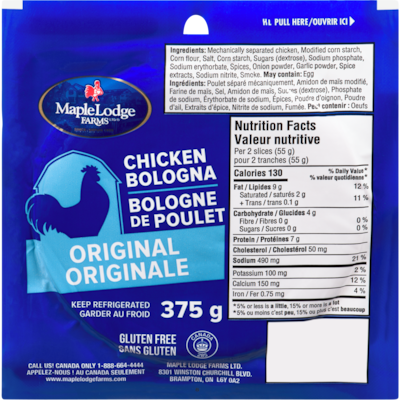 Maple Lodge Farms Bologne de poulet 375 g, 12,00 $/1kg 1,20 $/100g