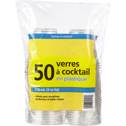 Sans Nom Verres à cocktail en plastique 256 ml (9 oz) 50 ea, 0,16 $/1ch