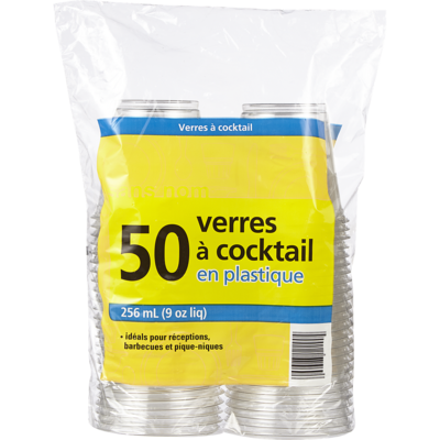 Sans Nom Verres à cocktail en plastique 256 ml (9 oz) 50 ea, 0,12 $/1ch