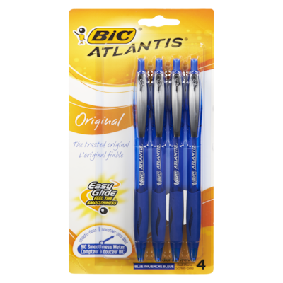 Bic Atlantis Retractable 4Pk Blue 4x4.0 ea, $1.12/1ea