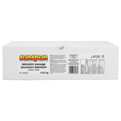 Sunspun Sausage, Cooked Debreziner 4.54 kg, $1.37/100g