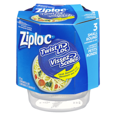 Ziploc Twist n Loc Food Storage Containers, Small 3x3.0 ea, $2.00/1ea