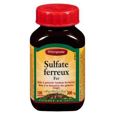 Wampole sulfate ferreux 300 mg 100 ea, 0,10 $/1ch