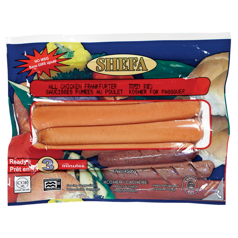 Kosher Frankfurter Chicken Hot Dogs
