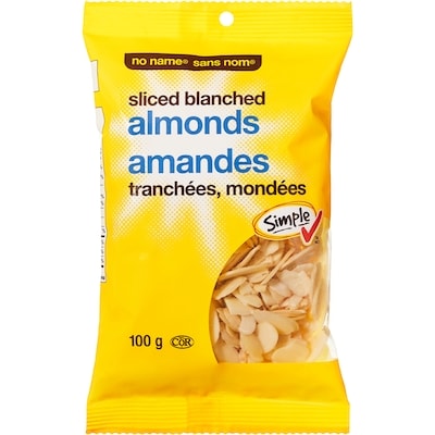 No Name Sliced Blanched Almonds 100 g, $4.49/100g