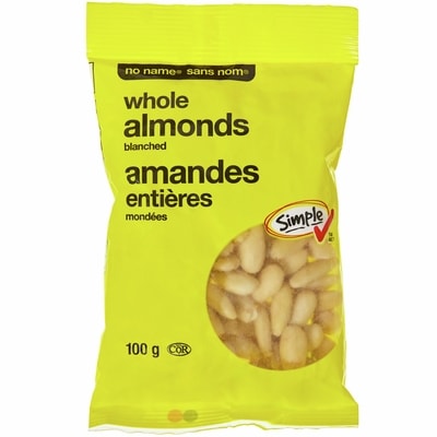 Sans Nom Amandes entières mondées 100 g, 5,50 $/100g