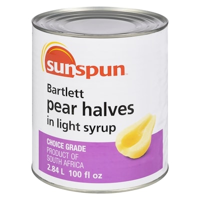 Sunspun Bartlett Pear Halves in Light Syrup 2.84 l, $0.52/100ml