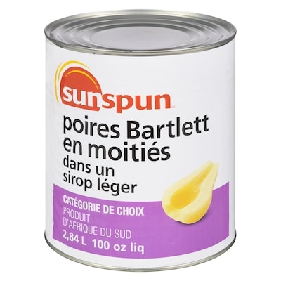 Sunspun Poires Bartlett en moitiés dans du sirop léger 2.84 l, 0,52 $/100ml