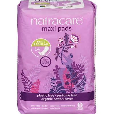 Natracare Serviettes naturelles Maxi, régulières 14 ea, 0,57 $/1ch