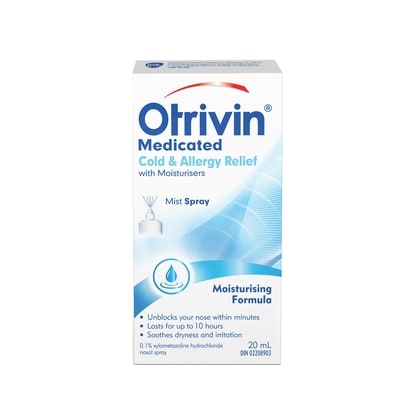 Otrivin Medicated Cold & Allergy Decongestant Nasal Spray With Moisturisers 20 ml, $59.95/100ml