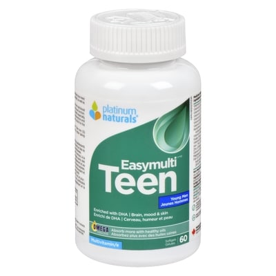 Platinum Naturals Multivitamines Teen Vitality pour jeunes femmes 60 ea, 0,58 $/1ch
