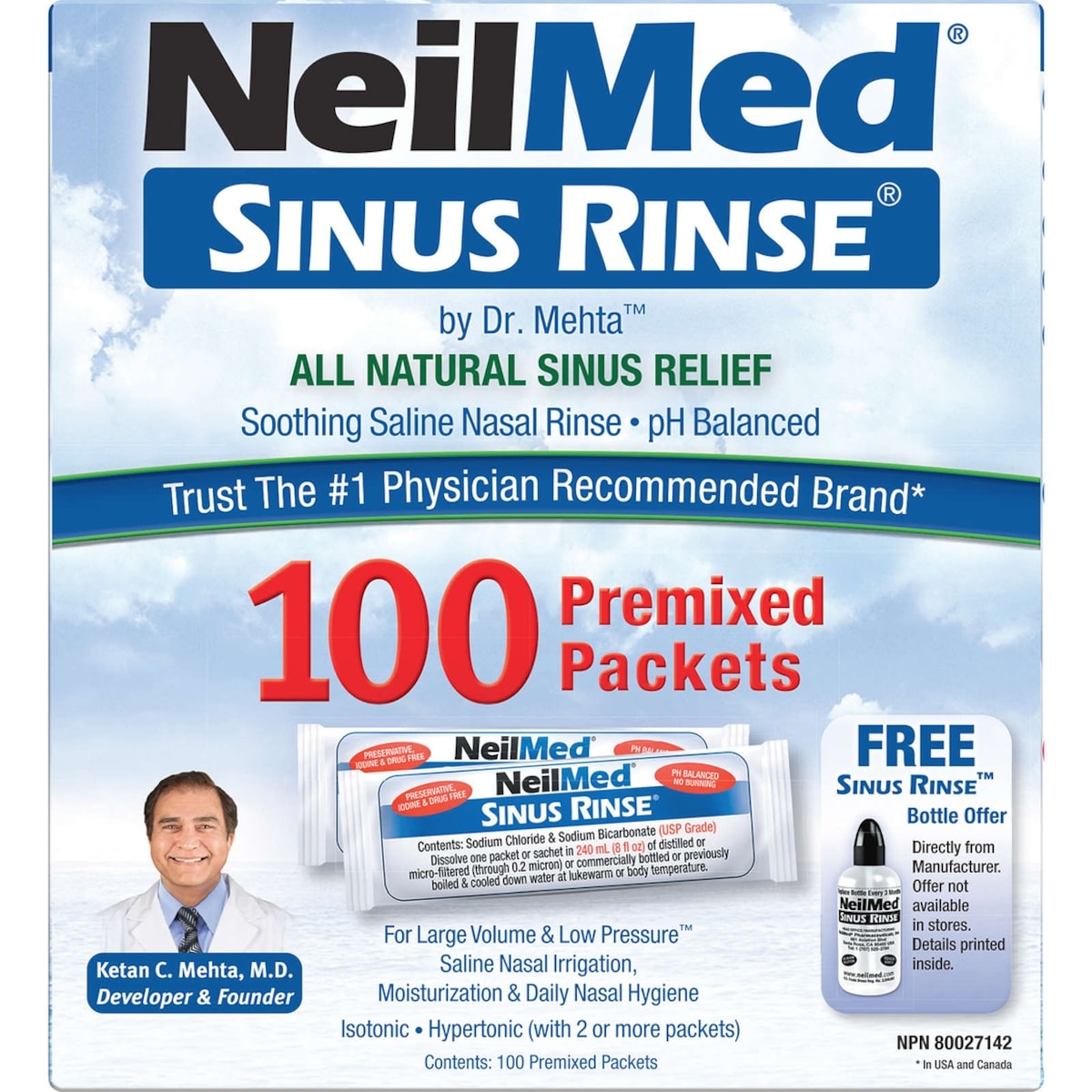 NeilMed Sinus Rinse Premixed Packets 100 ea, $0.23/1ea