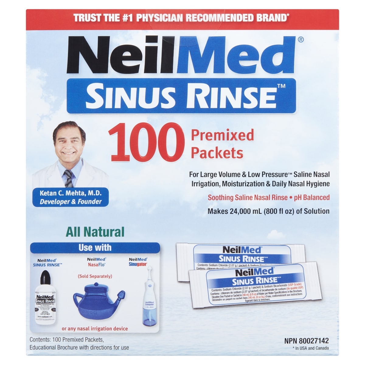 NeilMed Trousse Sinus Rinse 100 ea, 0,23 $/1ch
